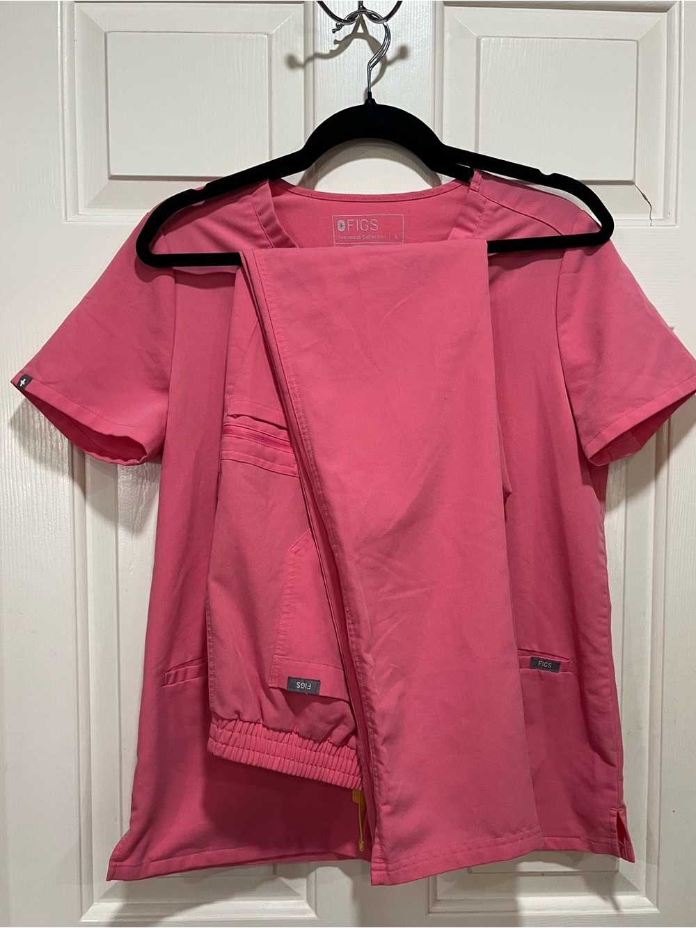 Figs NEON Pink Casma Scrub Top with Matching Pants